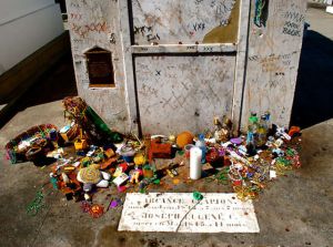 The mausoleum rumored to hold the remains of Marie Laveau, 